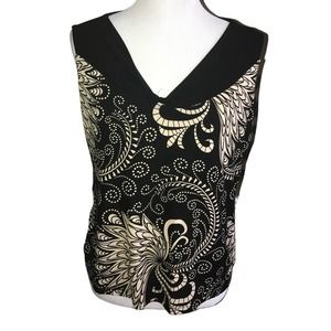 CREATIVE DESIGN WORKS BLACK & CREAM SLEEVELESS TOP LARGE